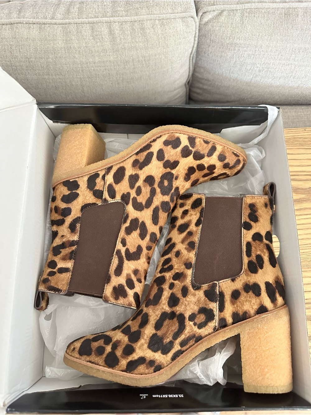 Lauren Ralph Lauren Leopard Leather Calf Hair Chelsea Boots